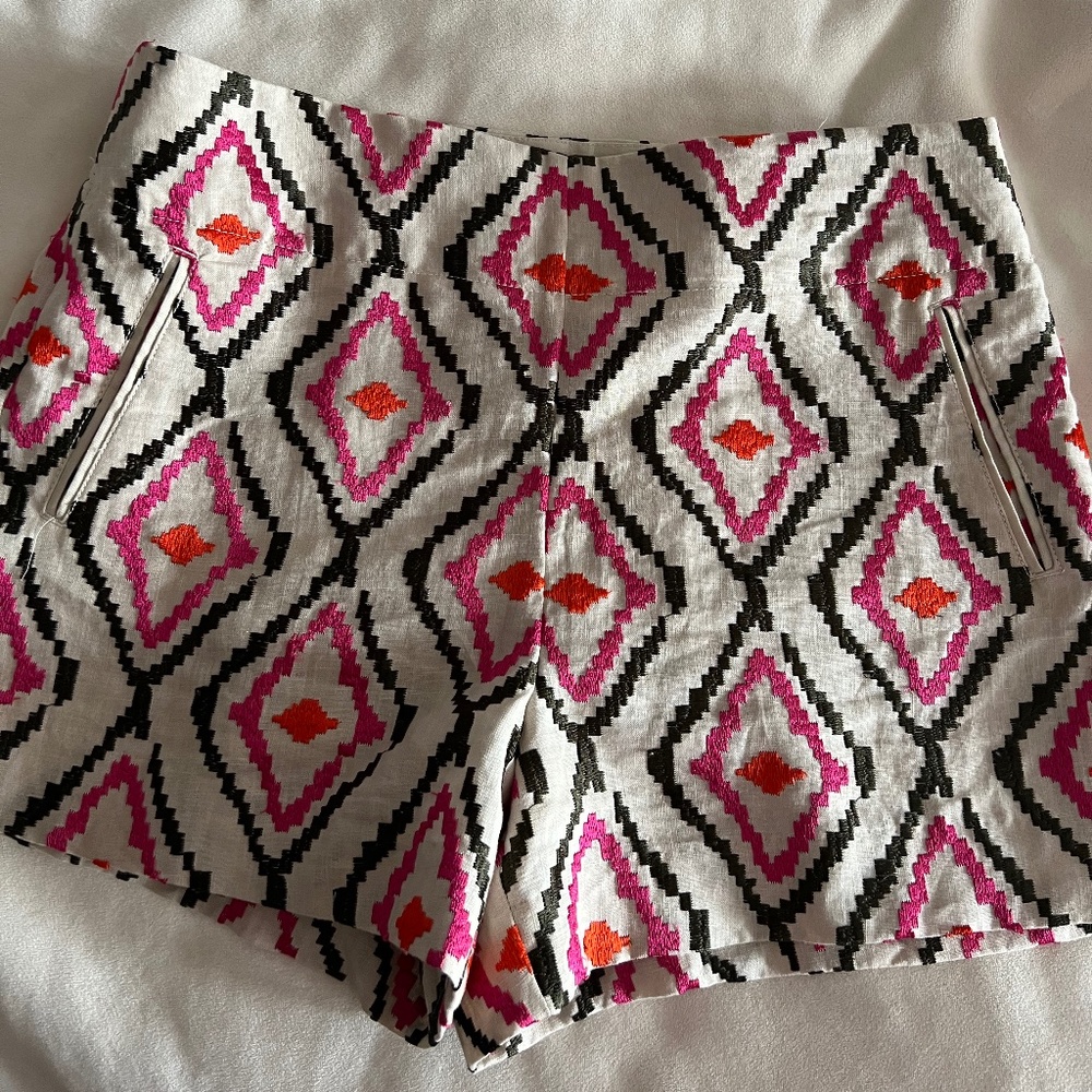 Ann Taylor Linen, Embroidered Shorts
